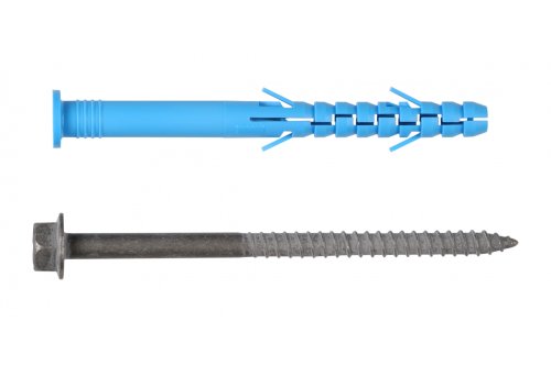 Дюбель фасадный 10x100 Европартнер 0076 D с бортиком со стопорным шурупом с пресс-шайбой (ТДЦ) картинка